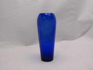 Vintage Tall Cobalt Vase Swirl Glass  