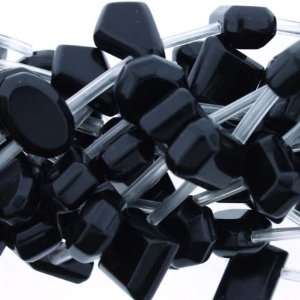 Beads   Black Stone : Mixed Faceted with Plastic Link Tubes, No Grade 