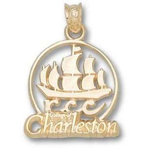 College of Charleston Cougars Solid 10K Gold Sailboat Pendant:  