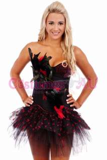 Burlesque Boned Moulin Rouge Corset Fancy Dress Costume Showgirl 