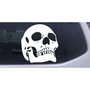 Skull Front View Skulls Car Window Wall Laptop Decal Sticker    White 