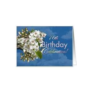  76th Birthday Party Invitation White Flower Blossoms Card 