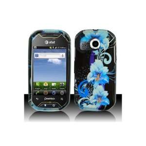  Blue Flowers Black Protector Case for Pantech Crossover 