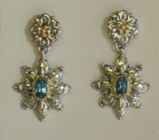 Konstantino S. Silver & 18KY Gold Blue Topaz Earrings  