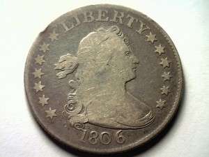 1806 DRAPED BUST QUARTER F FINE BROWNING 2, RARITY 4 NICE ORIGINAL BOB 