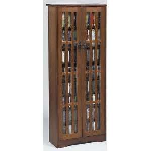   Inch Tall CD,DVD Wall Rack Media Storage Cabinet with Doors in Cherry