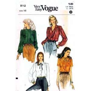  Vogue 8112 Sewing Pattern Misses Blouse Size 16   Bust 38 