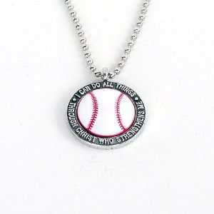   Colorful Baseball Pendant Necklace I Can Do All Things Through Christ