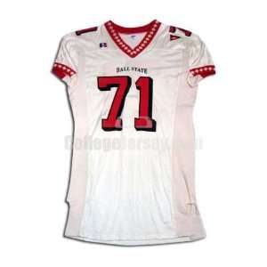  White No. 71 Game Used Ball State Russell Football Jersey 