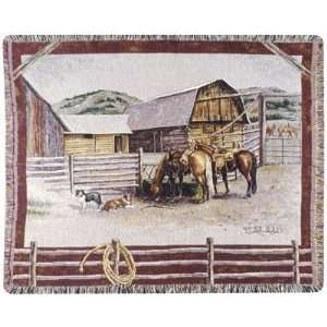    TAPESTRY THROW SIMPLY HOME Cowboy RANCH LIFE