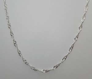 925 Sterling Silver Chain Water Wave Necklace 2mm JN36  