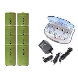   Charger 8 D 12000 mAh Green NiMH Rechargeable Batteries Electronics