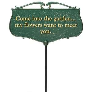  Come into the Garden Garden Poem Sign in Green 