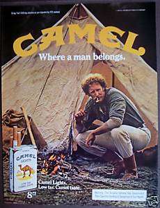 1981 Man Smoking at Camp Site CAMEL CIGARETTES Ad  