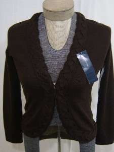 Jones New York Womens Lace Cardigan Sweater Shirt PS Small Brown 