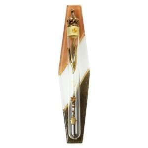  Glass Mezuzah with Black and Brown Stripes, Shin, Star of 
