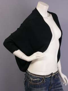 Black Bolero Shrug 3/4 Sleeved Cardigan Sweater M  