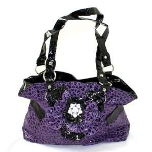  Purple Leopard Flower Handbag 