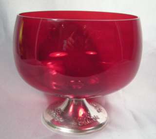 Gorham Sterling Silver Base Ruby Glass Bowl  