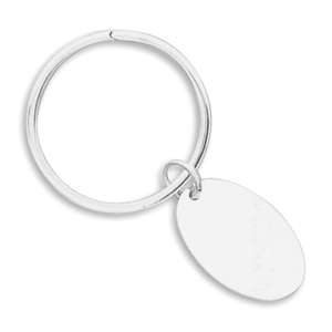 925 Sterling Silver Key Ring with Oval Engravable Tag  