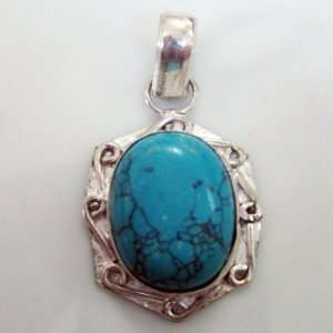  NEW Large Turquoise .925 Silver Pendant A27 Jewelry