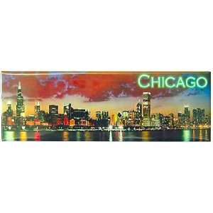  Chicago Magnet   Skyline Wide Night, Chicago Magnets 
