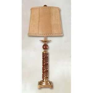  Woodcrest Antique Brass And Wood Table Lamp