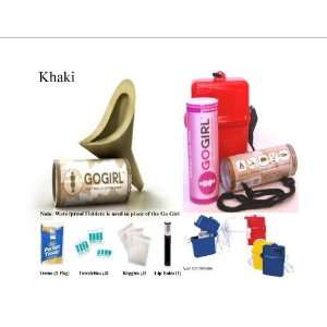 Go Girl, Female Urination Device, Khaki With SIS Waterproof Travel Kit 