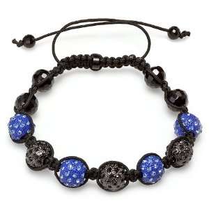 Bracelet Mens Ladies Unisex Hip Hop Style Pave Seven Crystal Blue 