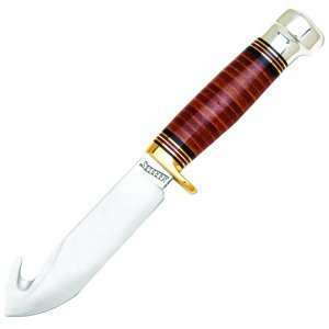  Marbles Gut Hook Knife, Leather Handle, Plain Sports 