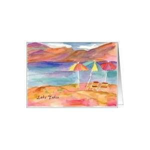 Lake Tahoe Beach Watercolor Card Card