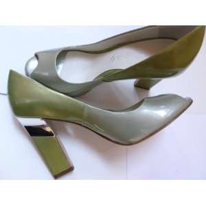   Womens Shoes Boutique 9 Green Patent Open Toe Heels 