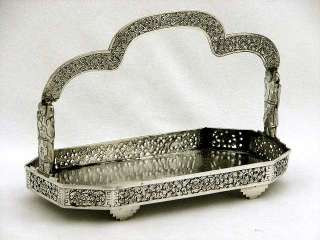 Chinese Export Silver Figural Handle Basket c1860 Signed Rare  