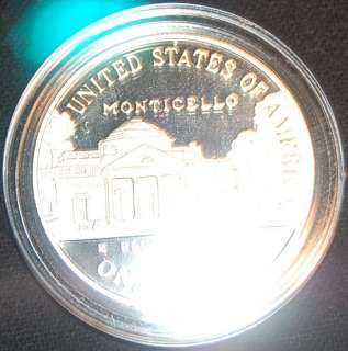   US MINT Proof Commemorative Thomas Jefferson 250th ANN Silver Dollar