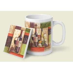  Brie & Bordeaux Mug Coaster Combo