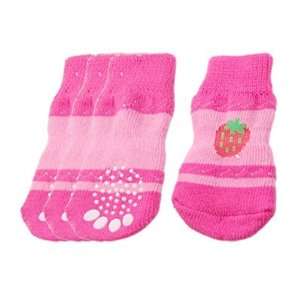   Strawberry Pattern Pink Magenta Knitted Striped Winter Socks Pet