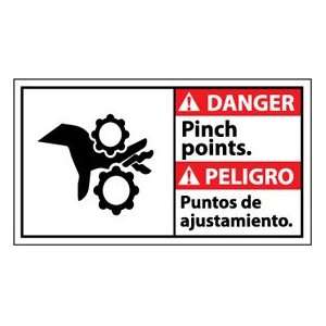 Bilingual Vinyl Sign   Danger Pinch Points:  Industrial 