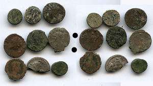 Nine various ancient Roman bronze coins, 268 410 AD  