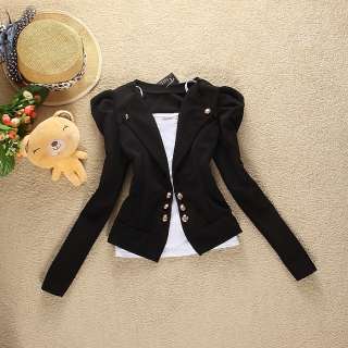  Lady Women Slim Puff Sleeves Casual Outerwear Suit Jacket 2691  