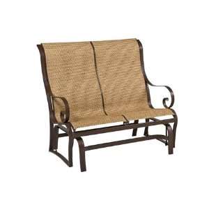 Woodard Wingate Padded Sling Aluminum Arm Glider Patio Bench Espresso 