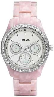 Fossil Stella Pink Resin Crystal Womens Watch ES2791  