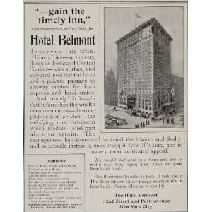 1907 Vintage Ad Hotel Belmont 42nd St. New York City   Original Print 
