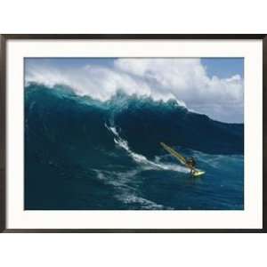 Windsurfing off the North Shore of Maui Island Framed Photographic 