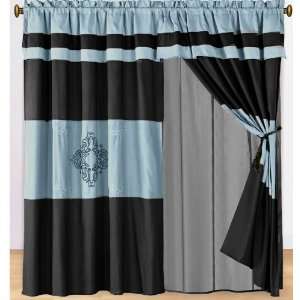   Floral Window Curtain / Drape Set with Sheer Backing and Tassels