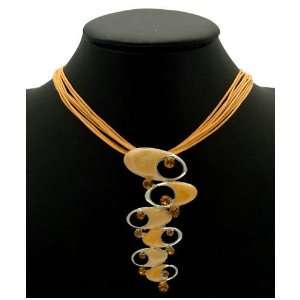 Acosta Jewellery   Peach Enamel & Orange Crystal   Multi Stranded Cord 