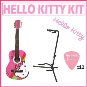   Acoustic Guitar Pink + Guitar Stand and Guitar Pick 12 Pack: Toys