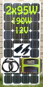 190W 2x 95W Solar Panel + 30A LCD charge controller +  
