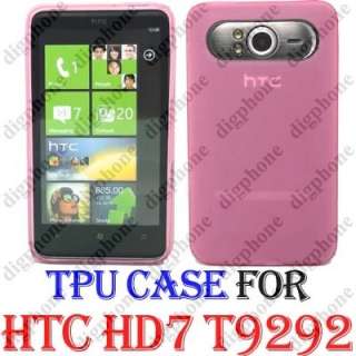 Pink Silicone Gel Case Cover For HTC HD7 T9292 WP7 3G  