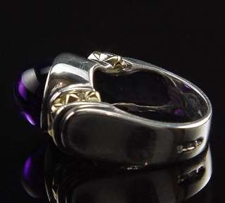 LAGOS CAVIAR 18K 925 AMETHYST SUGAR LOAF CABOCHON RING  