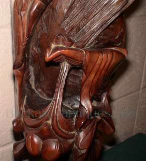 Antique Chinese Hand Carved Rosewood Table Lamp  